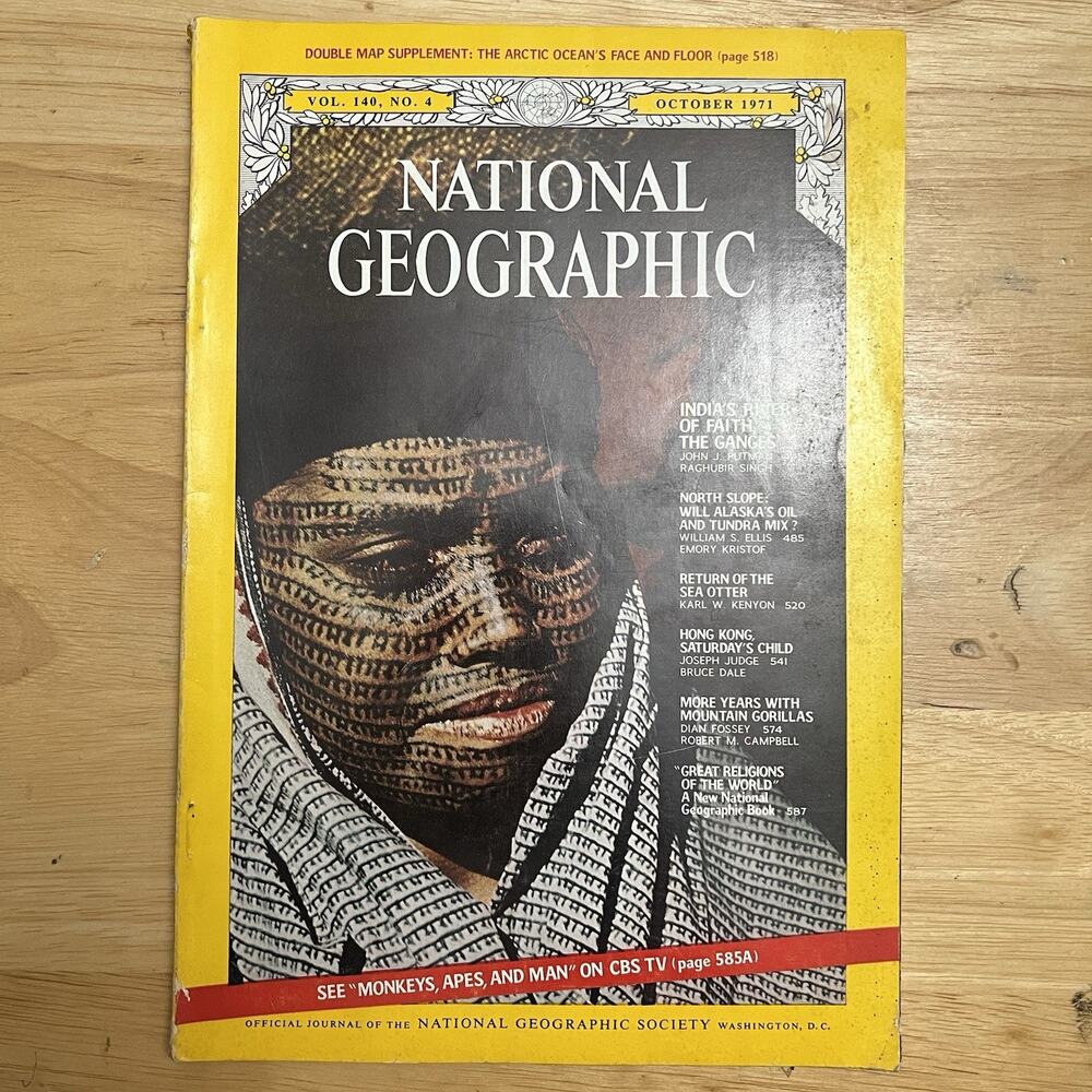Vintage National Geographic October 1971 Ganges North Slope Otters Hong Kong